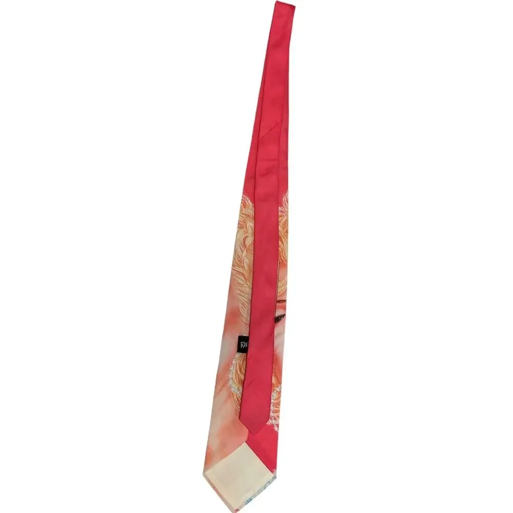 Vintage Ralph Marlin Pink Pin-Up Style Tie Retro Blonde Marylin Monroe‎
